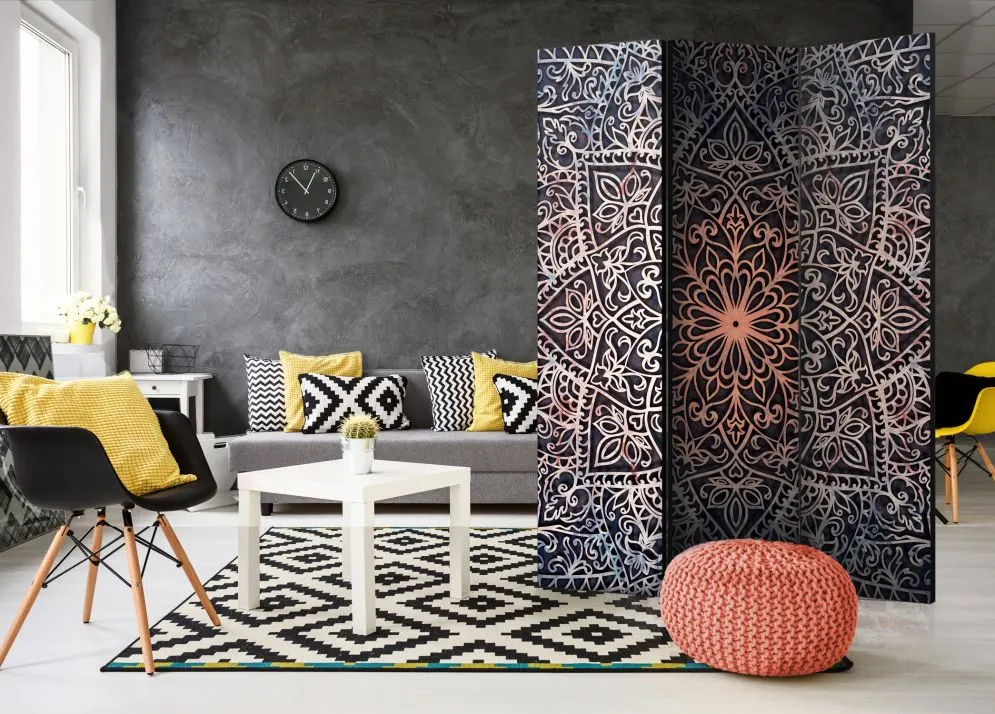 Parawan jednostronny Orient 135x172 cm 3-częściowy szary | MIRAT.