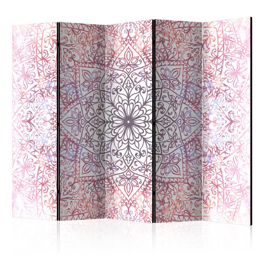 Parawan dwustronny Orient 225x172 cm 5-częściowy biały | MIRAT.