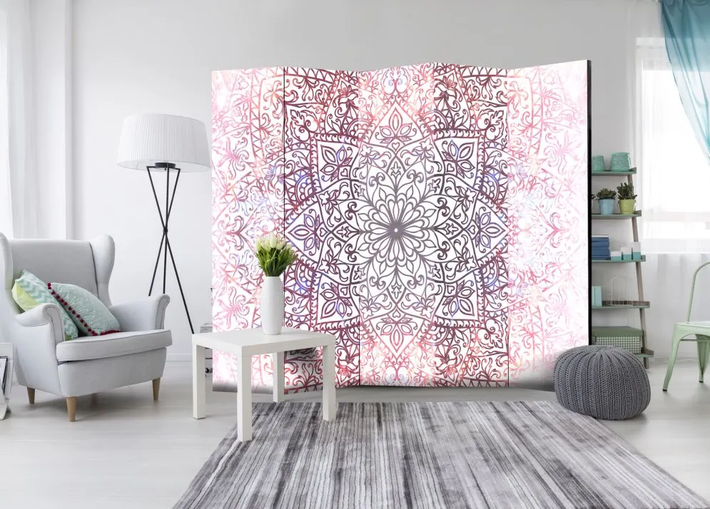 Parawan dwustronny Orient 225x172 cm 5-częściowy biały | MIRAT.