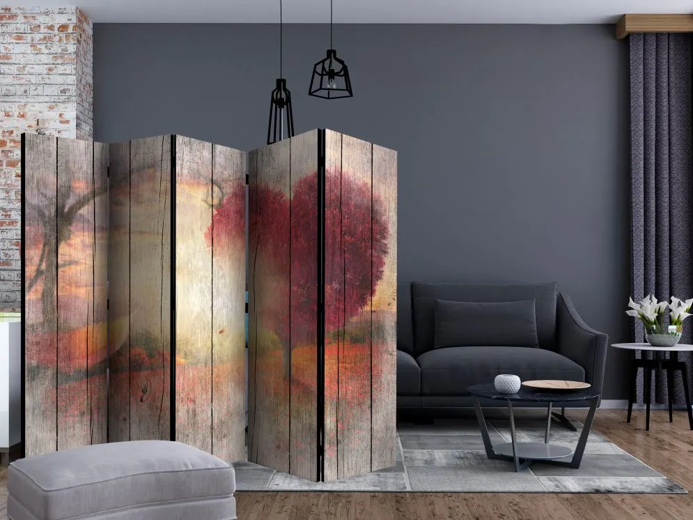Parawan dwustronny Abstrakcje 225x172 cm 5-częściowy beżowy | MIRAT.