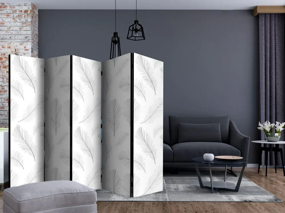 Parawan dwustronny Tła i desenie 225x172 cm 5-częściowy czarny | MIRAT.