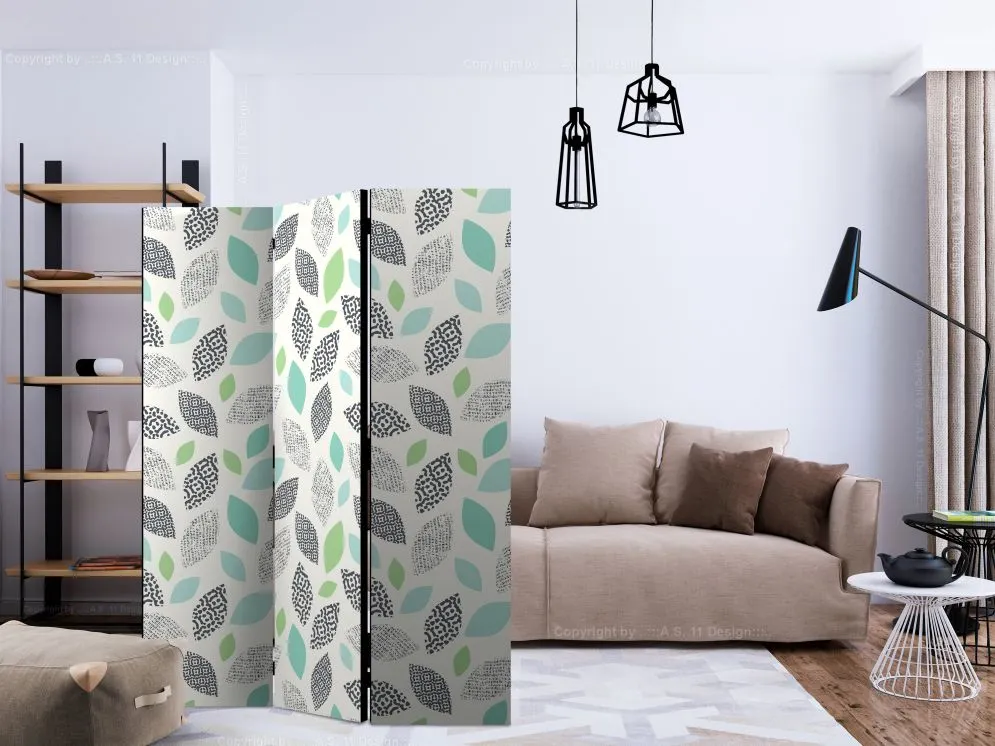 Parawan akustyczny Liście 135x172 cm 3-częściowy czarny | MIRAT.