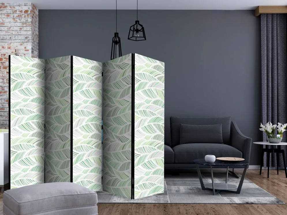 Parawan akustyczny Liście 225x172 cm 5-częściowy biały | MIRAT.