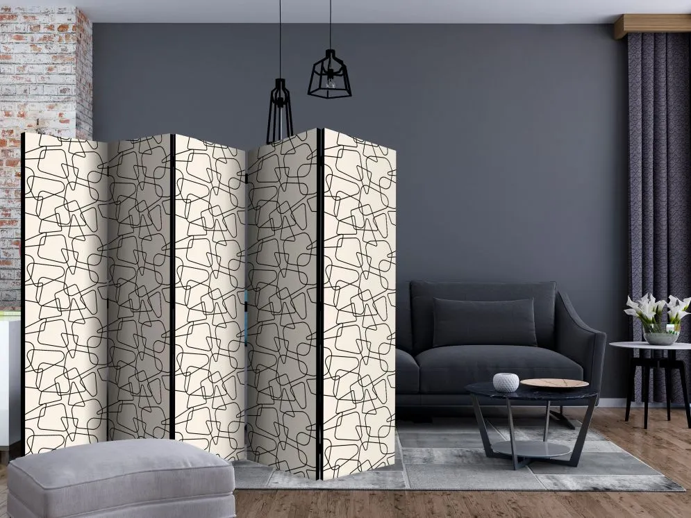 Parawan akustyczny Tła i desenie 225x172 cm 5-częściowy czarny | MIRAT.