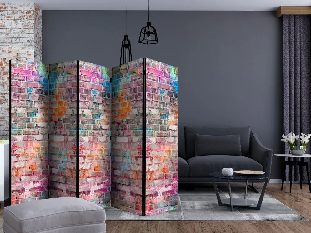 Parawan akustyczny Tła i desenie 225x172 cm 5-częściowy wielokolorowy | MIRAT.