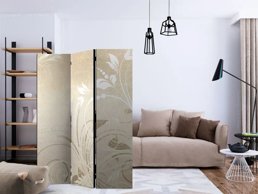Parawan dwustronny Abstrakcje 135x172 cm 3-częściowy biały | MIRAT.