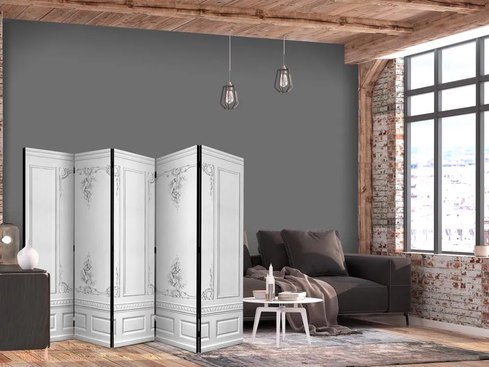 Parawan akustyczny Tła i desenie 225x172 cm 5-częściowy czarny | MIRAT.