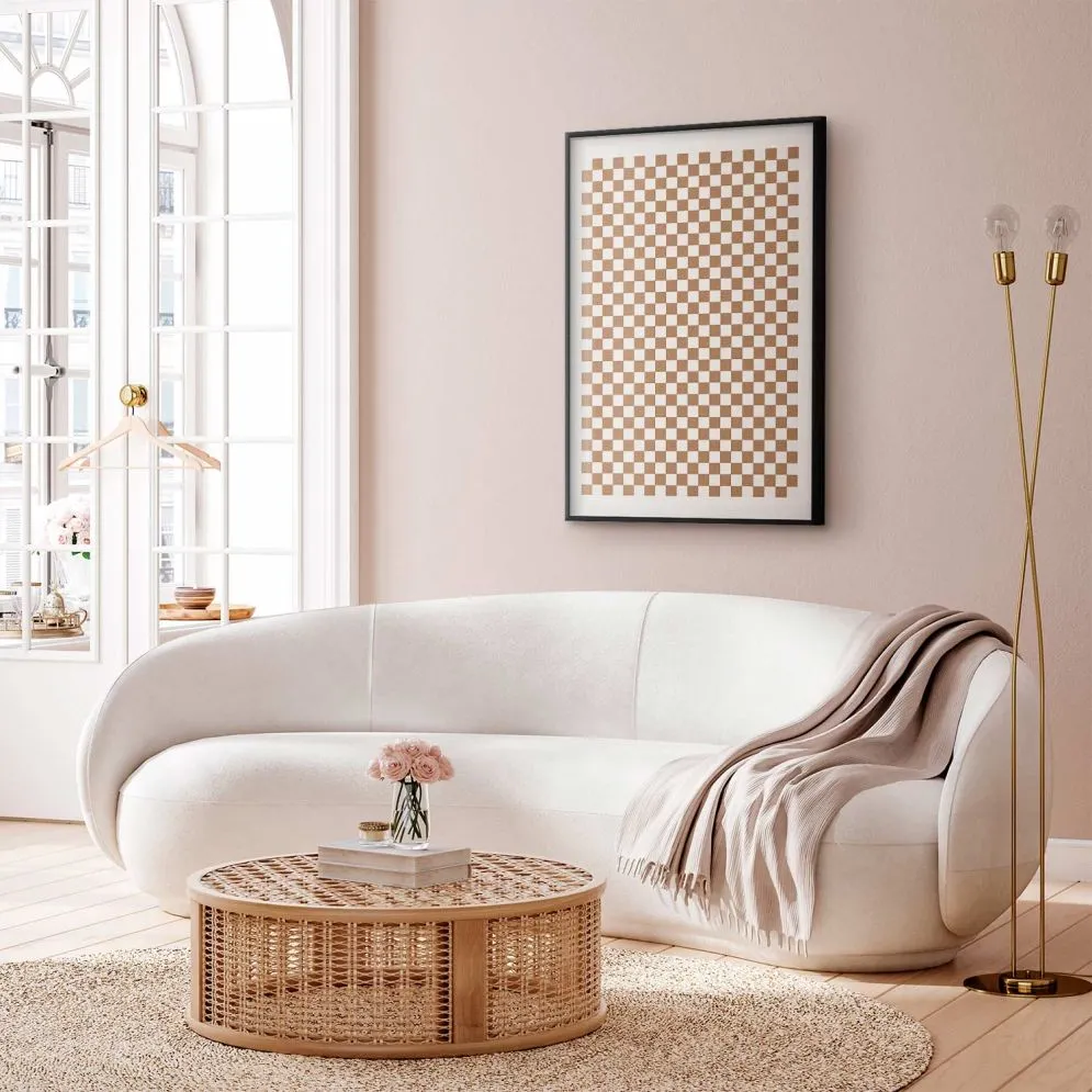 Plakat Brązowa geometria 29,7x42 cm z ramą czarną z marginesem | MIRAT.