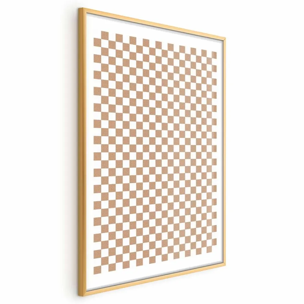 Plakat Brązowa geometria 60x90 cm z ramą złotą z marginesem | MIRAT.