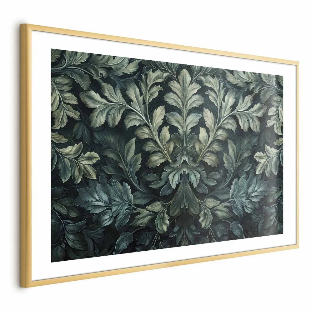 Plakat Wiktoriańskie liście 30x21 cm z ramą złotą z marginesem | MIRAT.