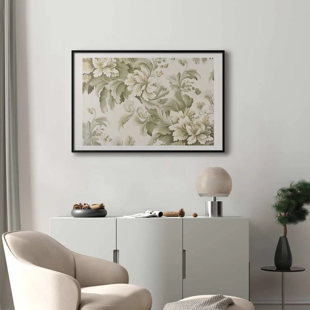 Plakat Vintage kwiaty 30x21 cm z ramą czarną z marginesem | MIRAT.