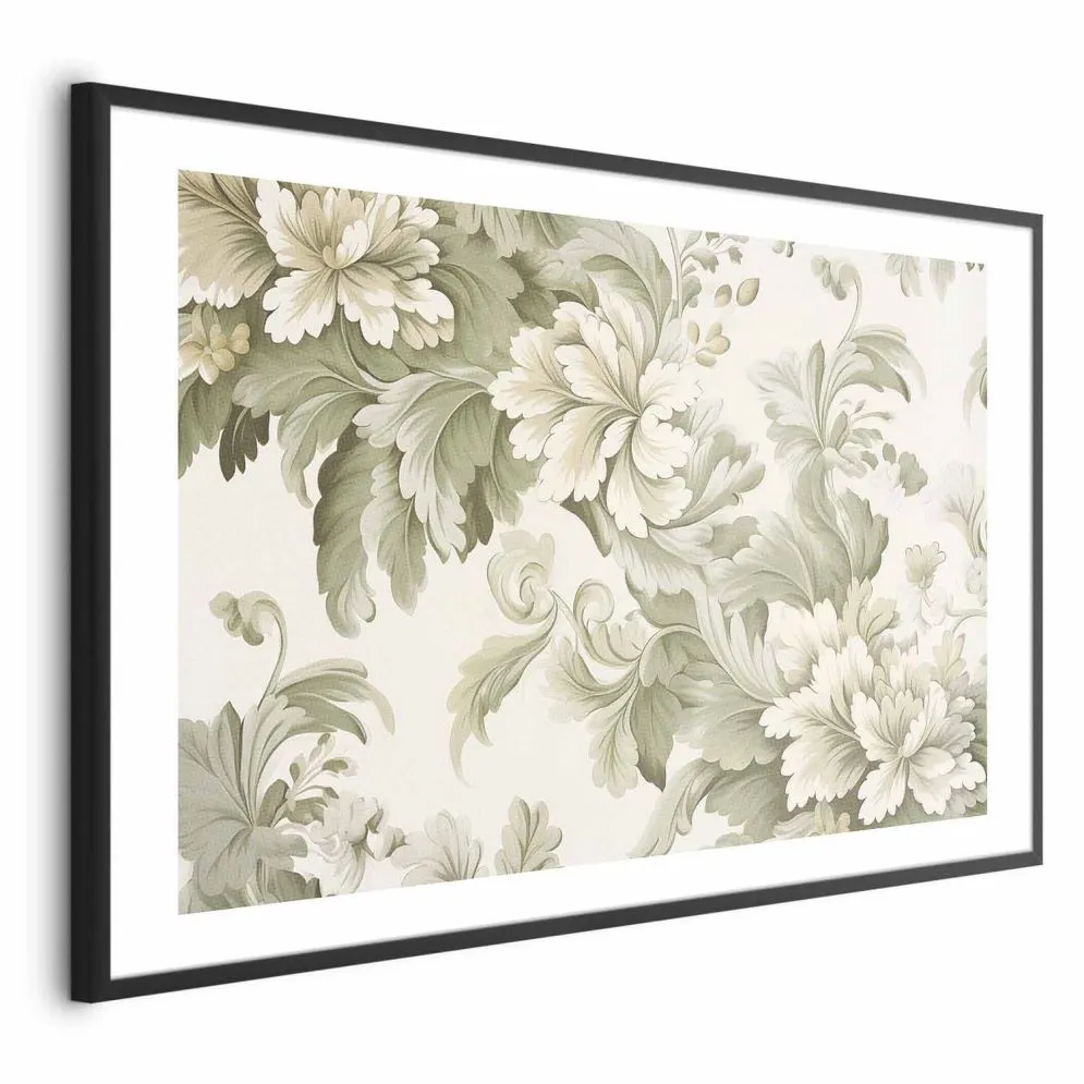 Plakat Vintage kwiaty 30x21 cm z ramą czarną z marginesem | MIRAT.