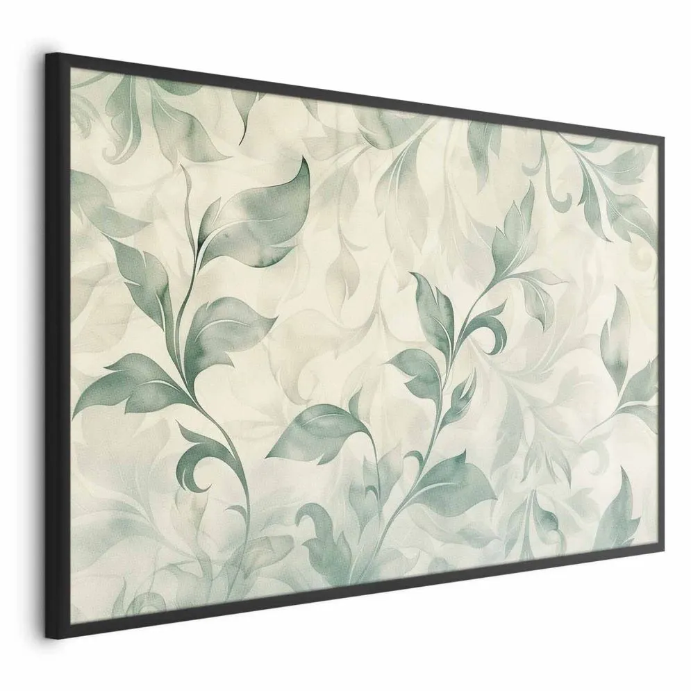 Plakat akwarelowe listki 60 x 40 cm z ramą czarną | MIRAT.  kolekcja f-H-10016-ao-a