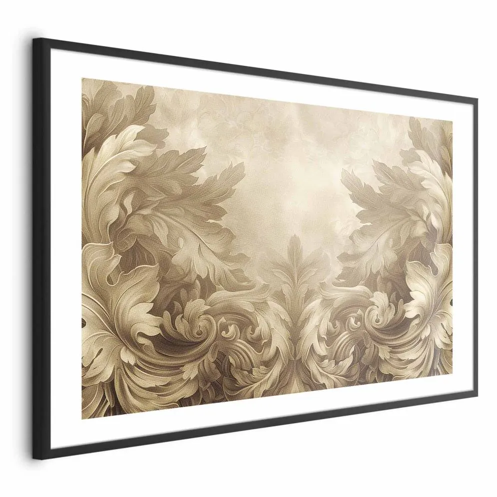 Plakat Rzeźbione ornamenty 60x40 cm z ramą czarną z marginesem | MIRAT.