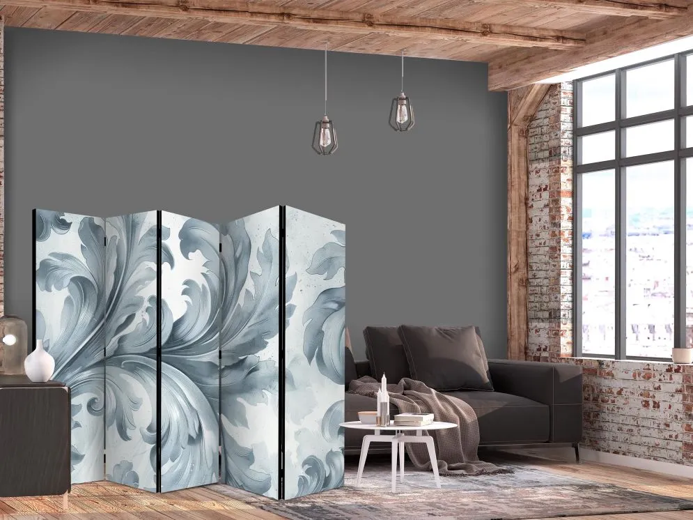 Parawan dwustronny Kwiaty 225x172 cm 5-częściowy czarny | MIRAT.