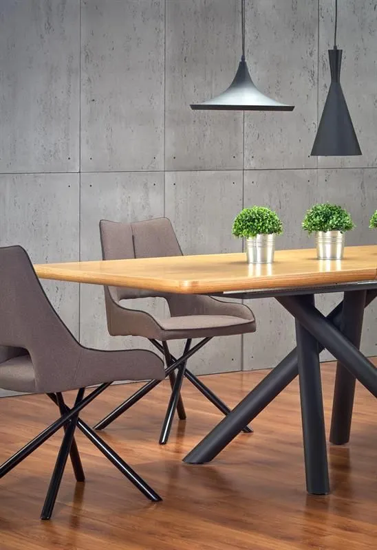 Stół DERRICK 160(200)x90 dąb/czarny rozkładany w stylu loft | MIRAT. styl LOFT