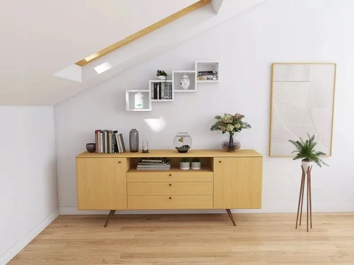 Półka ALESIA 3 szara wisząca do salonu | MIRAT. w stylu LOFT kolekcja