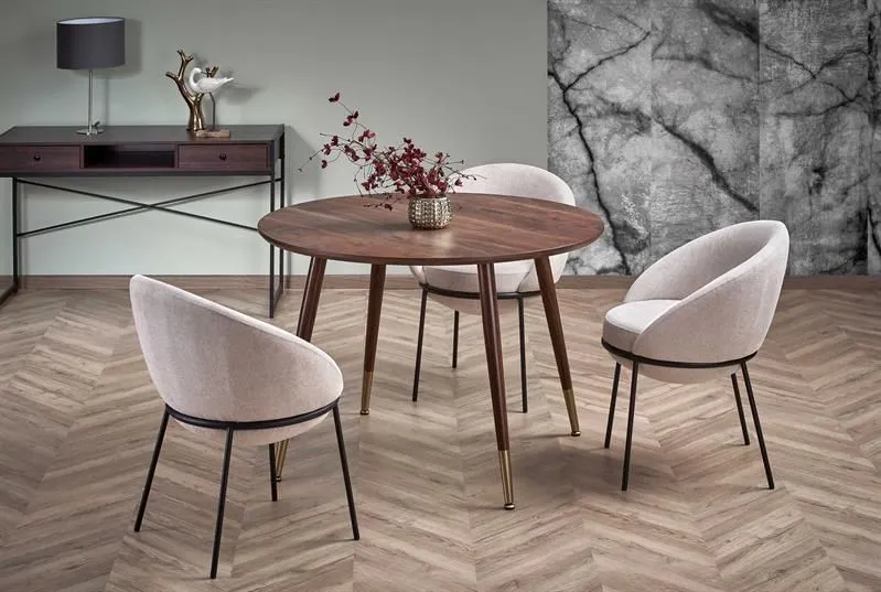 Stół okrągły DOMENICO 110x110 orzech ze złotymi wstawkami glamour | MIRAT. w stylu kolekcja