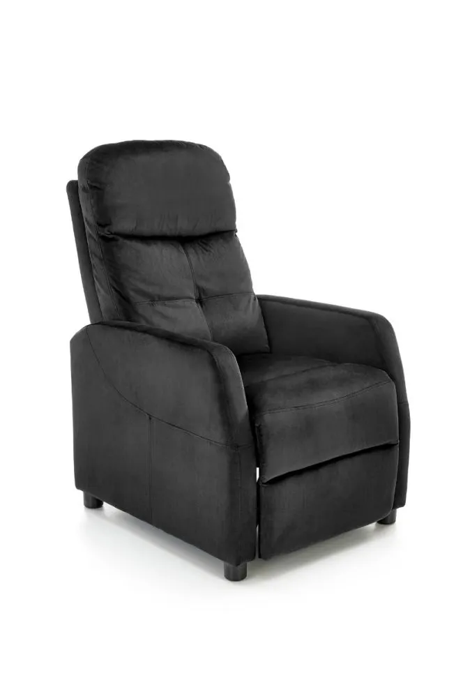 Fotel FELIPE 2 VELVET czarny z funkcją relaks | MIRAT. styl LOFT