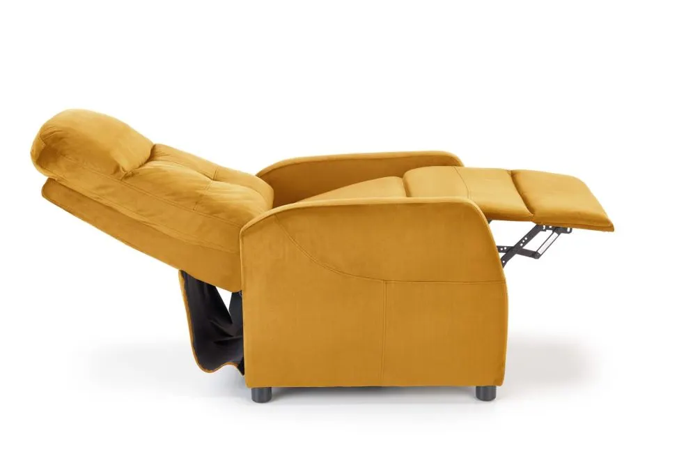 Fotel wypoczynkowy FELIPE 2 VELVET musztardowy rozkładany | MIRAT. styl LOFT