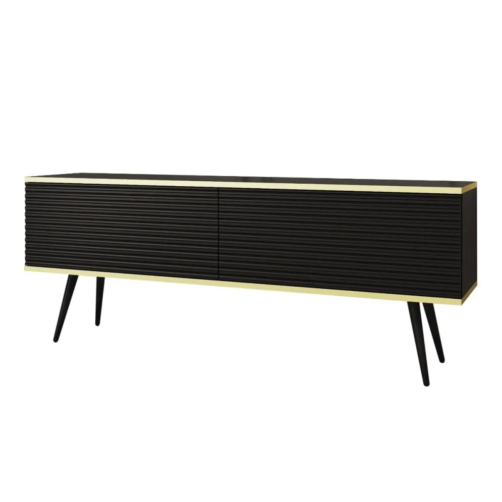 Szafka RTV KARL 3D 135cm wisząca/stojąca czarny mat ryflowana I sklep meblowy MIRAT. styl GLAMOUR, LOFT