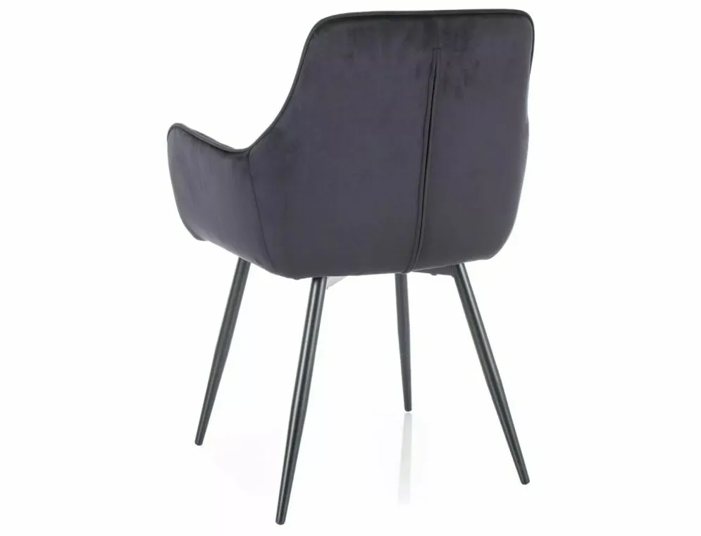 Krzesło tapicerowane FIG VELVET czarne z podłokietnikami I sklep meblowy MIRAT. styl GLAMOUR