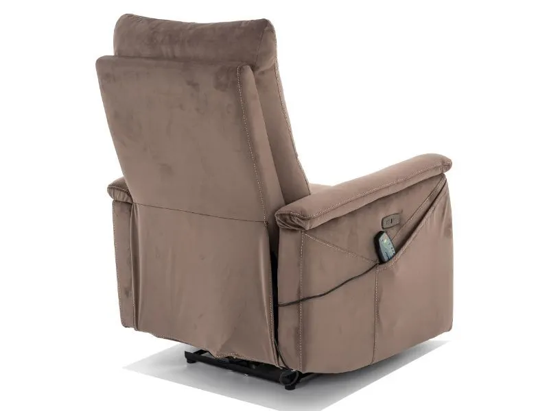 Fotel relaksacyjny z USB Neptun Velvet cappuccino | MIRAT