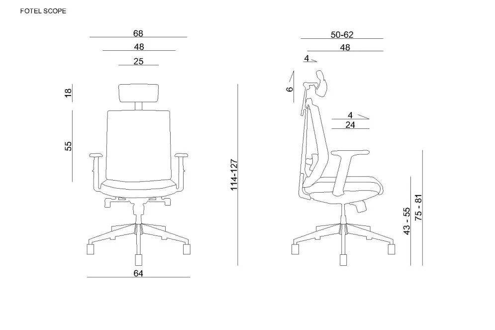Fotel biurowy SCOPE czarny z podłokietnikami 3D | MIRAT. w stylu  kolekcja