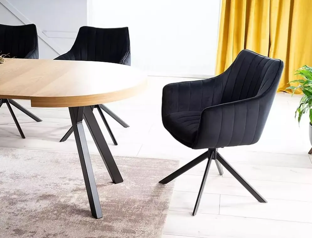 Krzesło tapicerowane AZALIA VELVET czarne welurowe do jadalni | MIRAT. styl GLAMOUR, LOFT