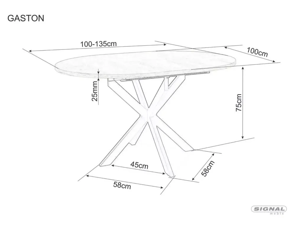Okrągły stół ceramiczny Gaston 100(135)x100 cm szary | MIRAT styl LOFT