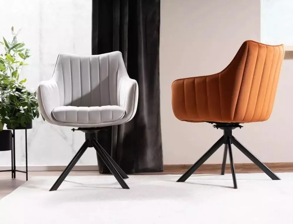 Krzesło tapicerowane AZALIA VELVET jasnoszare welurowe | MIRAT. styl GLAMOUR, LOFT