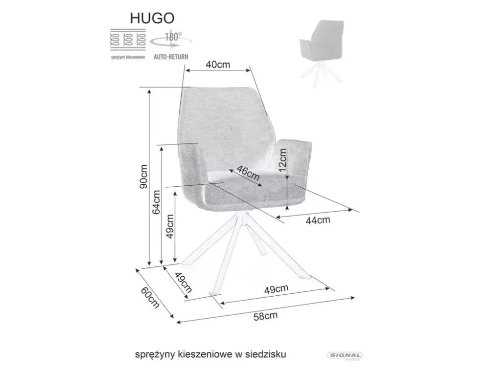 Krzesło tapicerowane HUGO BREGO kremowe ze sprężynami I sklep meblowy MIRAT.