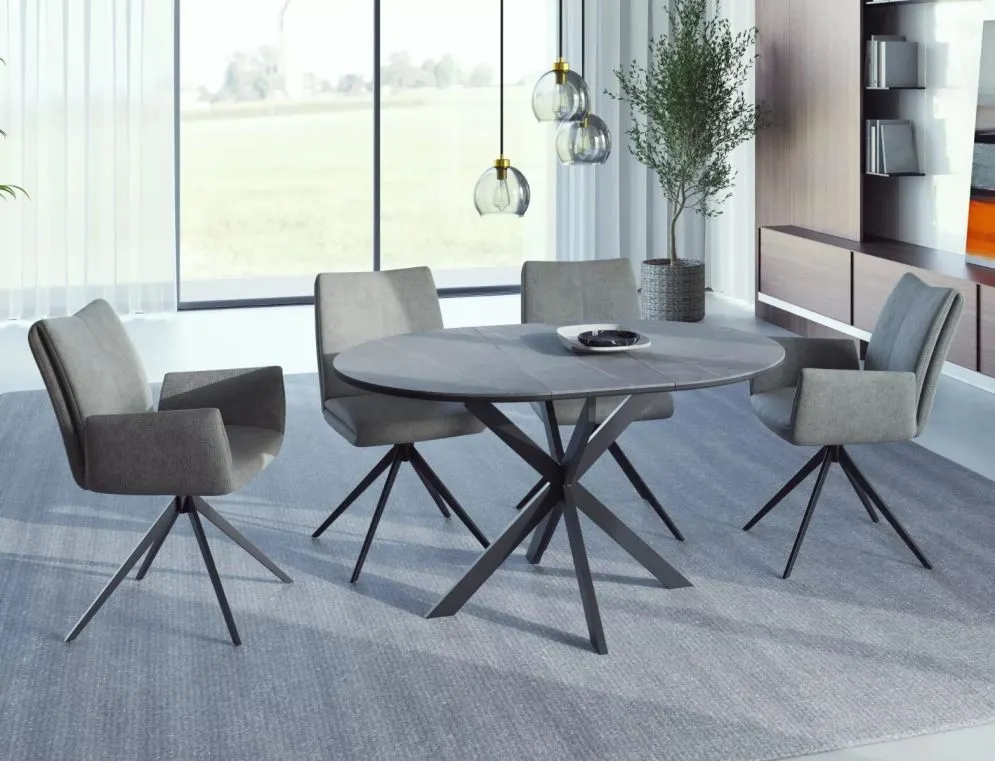 Okrągły stół ceramiczny Gaston 100(135)x100 cm szary | MIRAT styl LOFT