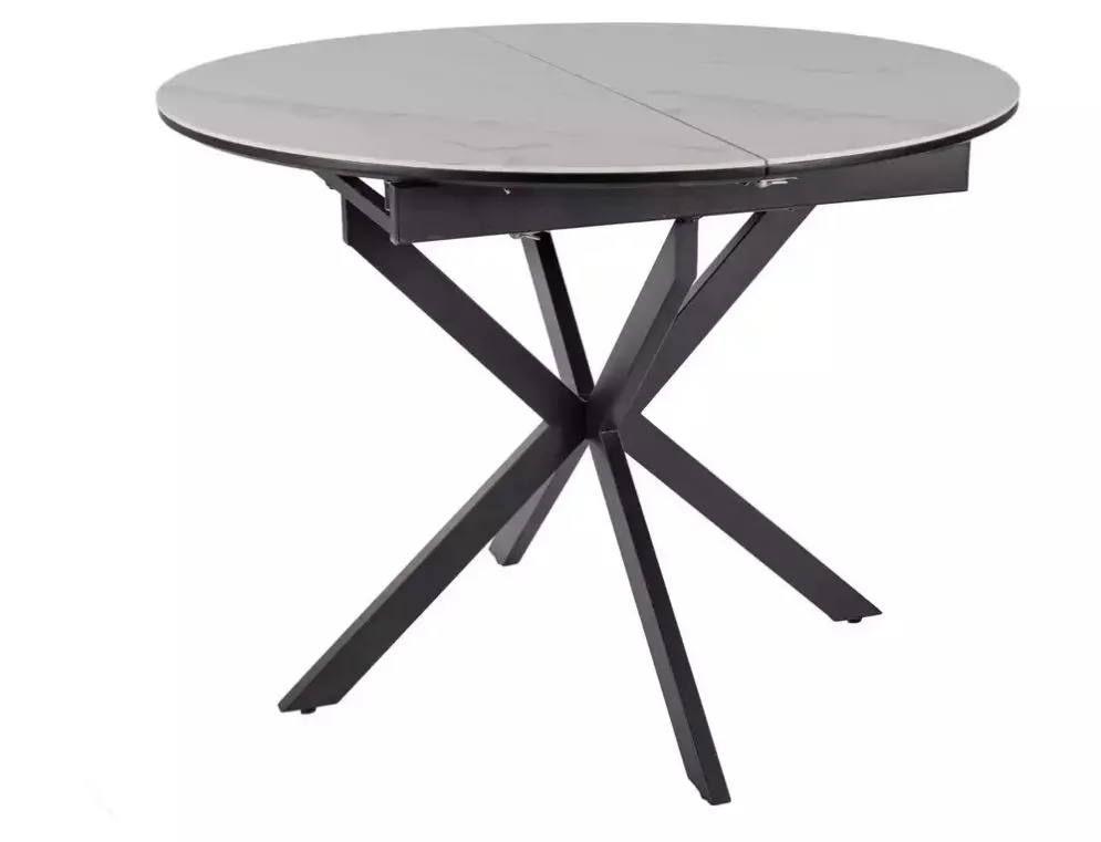 Stół ceramiczny okrągły Gaston 100(135)x100 cm biały marmur | MIRAT styl LOFT