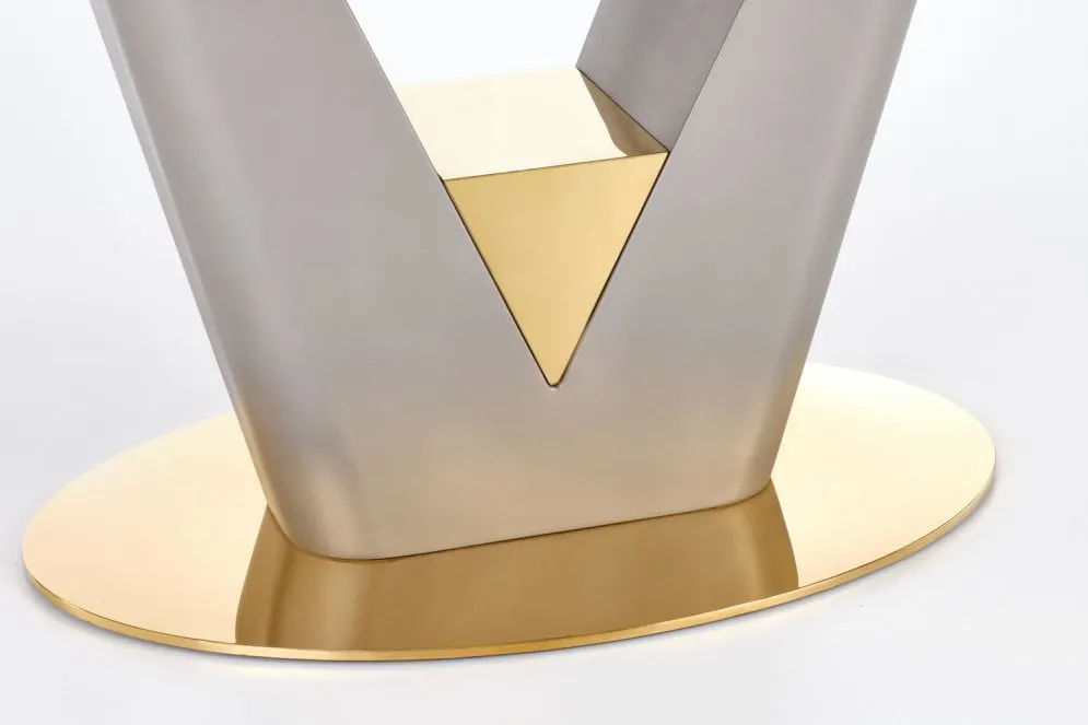 Stół rozkładany VALENTINO 160(220)x90 szary marmur/złoty do jadalni | MIRAT. styl GLAMOUR