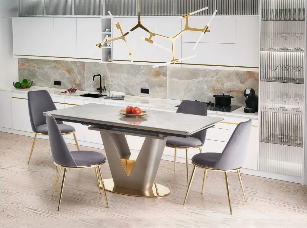 Krzesło tapicerowane K460 VELVET szare w stylu glamour | MIRAT. styl GLAMOUR