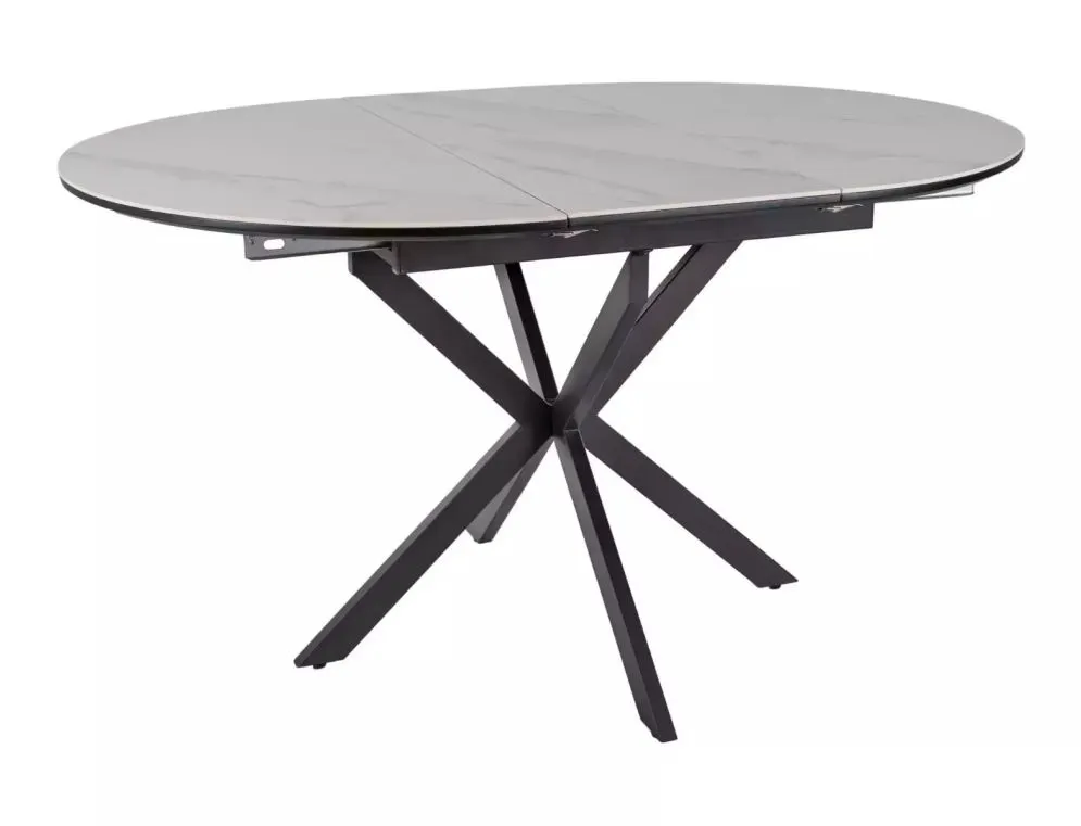 Stół ceramiczny okrągły Gaston 100(135)x100 cm biały marmur | MIRAT styl LOFT