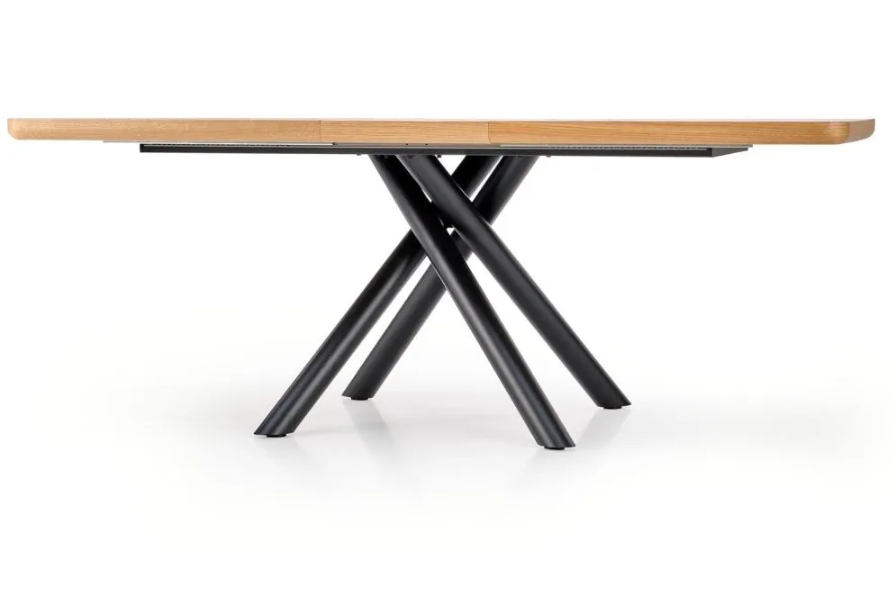 Stół DERRICK 160(200)x90 dąb/czarny rozkładany w stylu loft | MIRAT. styl LOFT