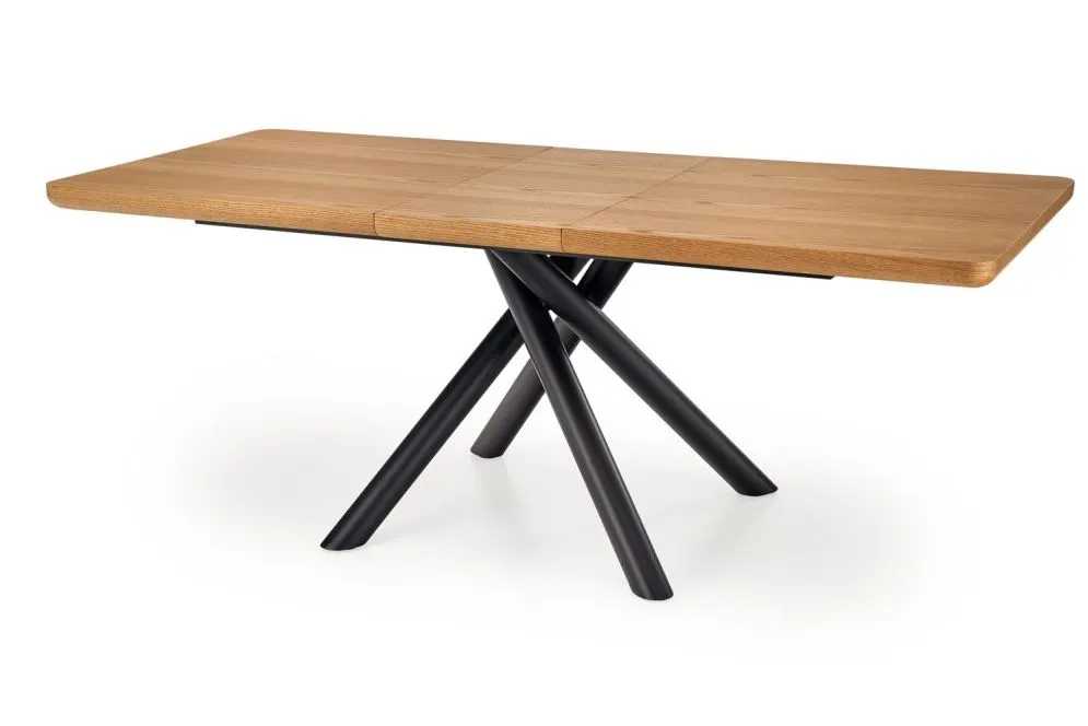 Stół DERRICK 160(200)x90 dąb/czarny rozkładany w stylu loft | MIRAT. styl LOFT