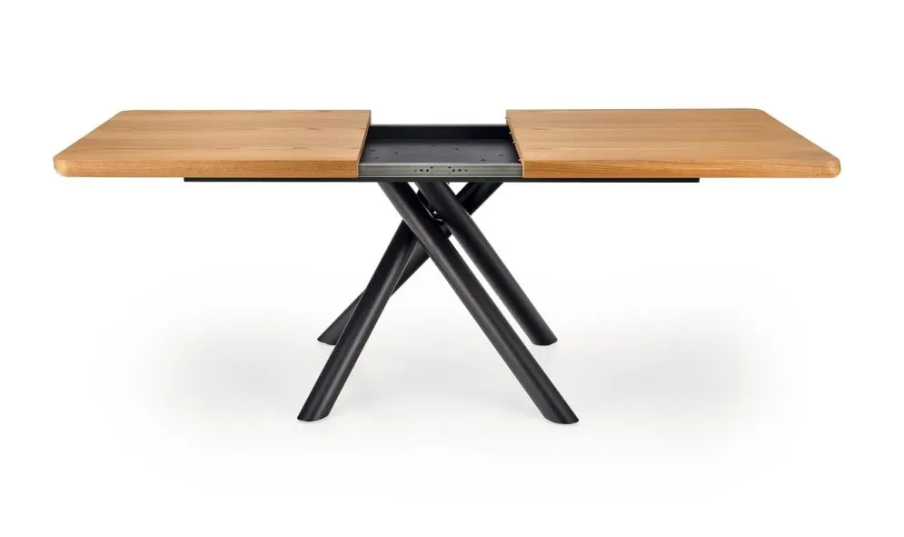 Stół DERRICK 160(200)x90 dąb/czarny rozkładany w stylu loft | MIRAT. styl LOFT
