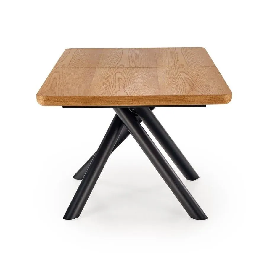 Stół DERRICK 160(200)x90 dąb/czarny rozkładany w stylu loft | MIRAT. styl LOFT