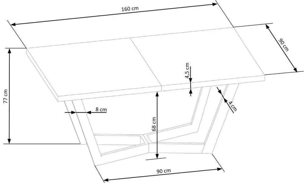 Prostokątny stół rozkładany MASSIVE 2 160(250)x90 dąb naturalny/czarny I sklep meblowy MIRAT. styl LOFT