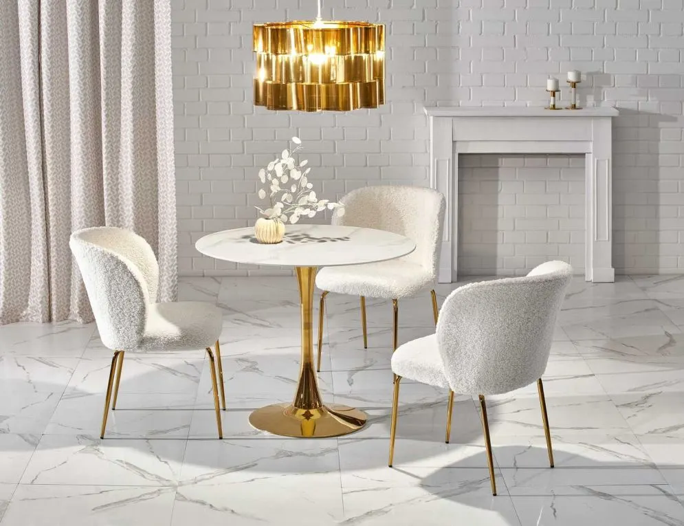 Krzesło tapicerowane K474 kremowe do jadalni i salonu w stylu glamour | MIRAT. styl GLAMOUR