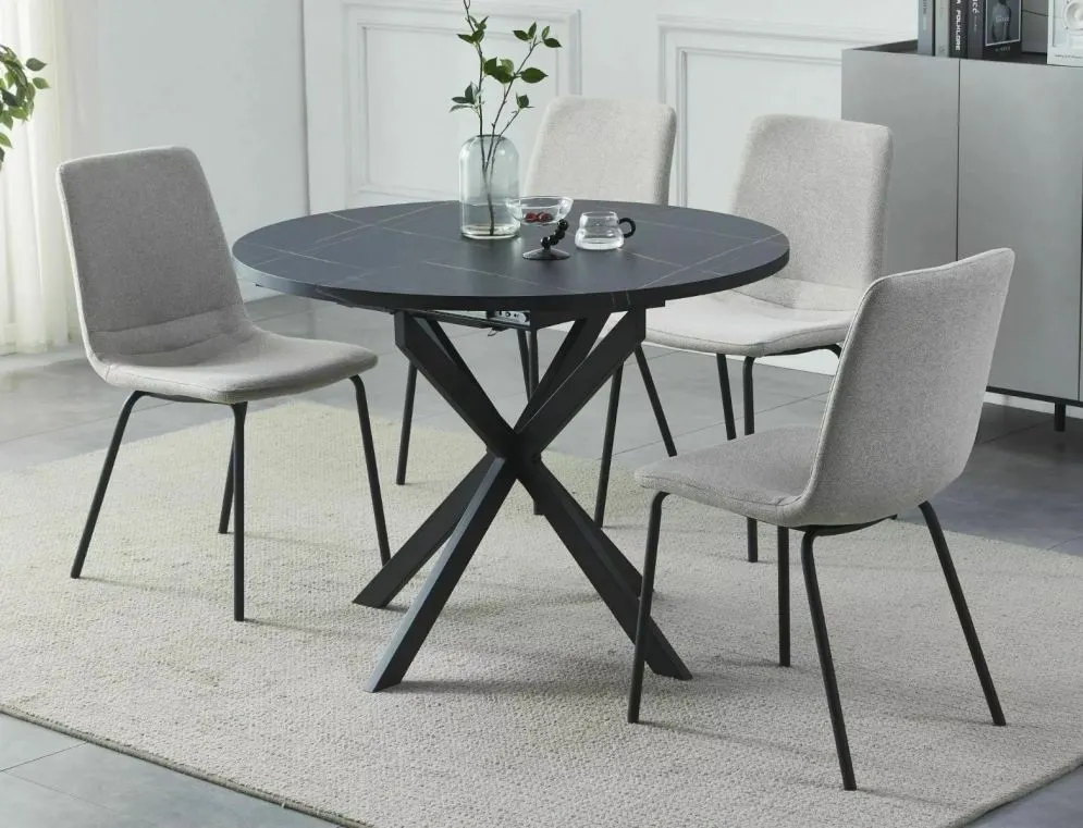 Okrągły stół rozkładany Gaston 100x100-135 cm czarny marmur | MIRAT styl LOFT