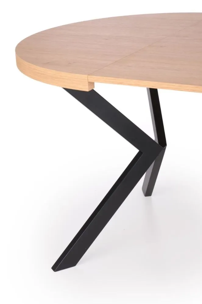 Stół okrągły rozkładany PERONI 100(250)x100 dąb/czarny do jadalni i salonu | MIRAT. styl LOFT