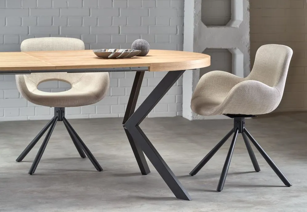 Stół okrągły rozkładany PERONI 100(250)x100 dąb/czarny do jadalni i salonu | MIRAT. styl LOFT