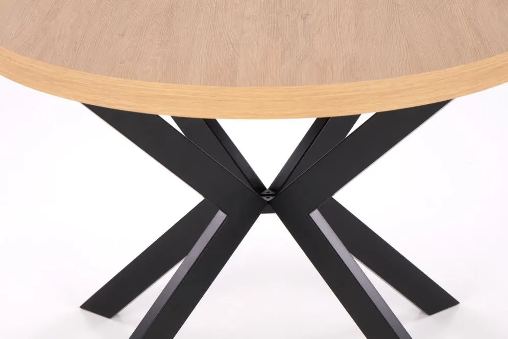Stół okrągły rozkładany PERONI 100(250)x100 dąb/czarny do jadalni i salonu | MIRAT. styl LOFT