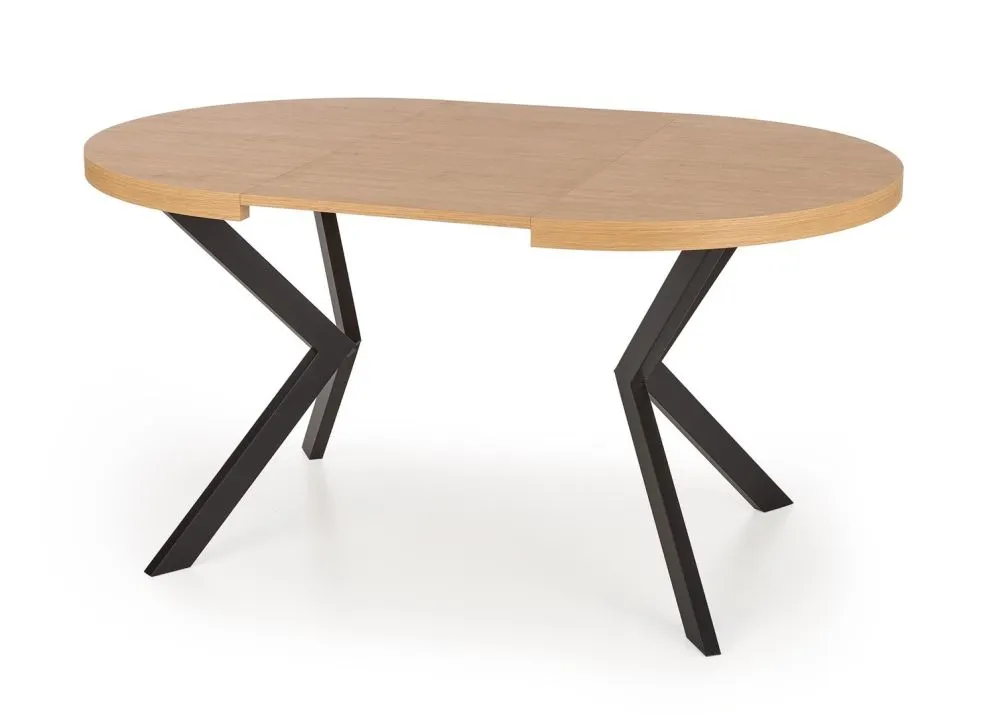 Stół okrągły rozkładany PERONI 100(250)x100 dąb/czarny do jadalni i salonu | MIRAT. styl LOFT