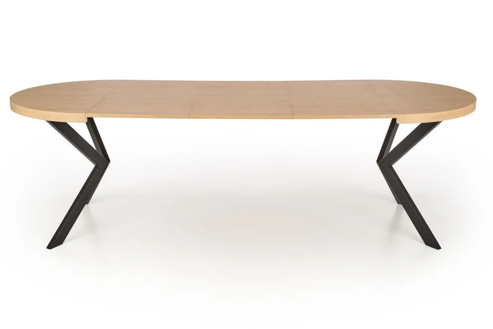 Stół okrągły rozkładany PERONI 100(250)x100 dąb/czarny do jadalni i salonu | MIRAT. styl LOFT