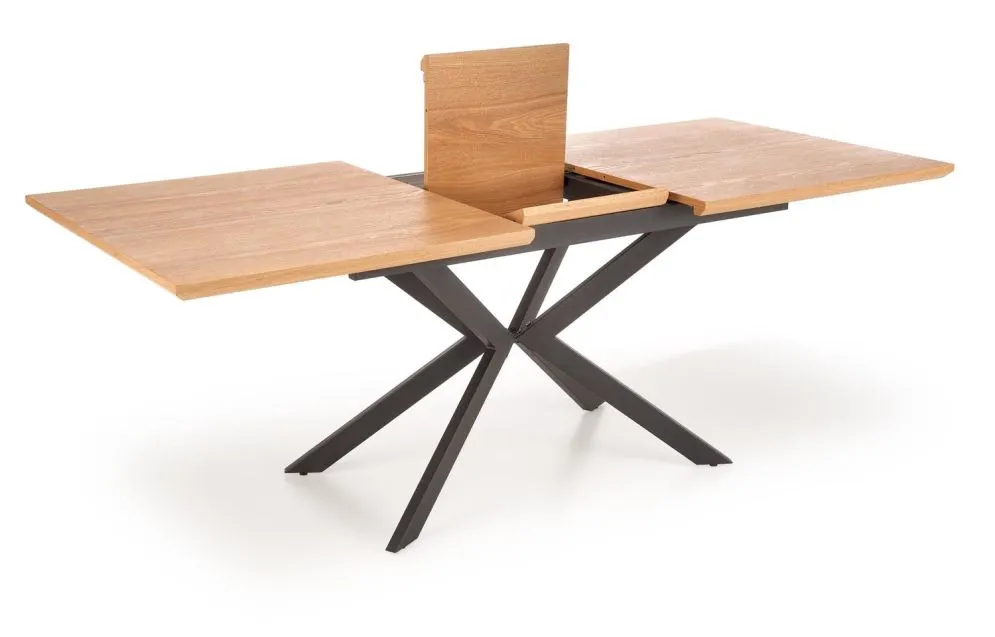 Stół rozkładany LEGARTO 160(200)x90 dąb/czarny na designerskiej podstawie | MIRAT. styl LOFT